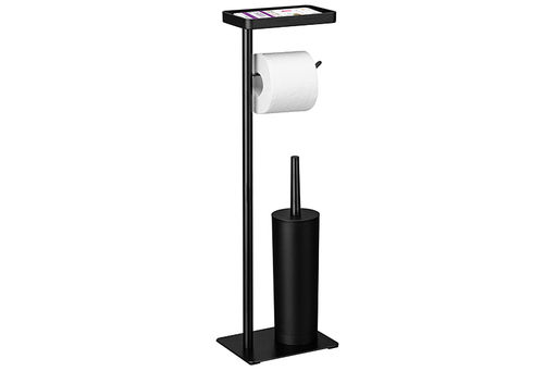 Подставка для туалетной бумаги с ершиком 20*15*65 см "Черная"