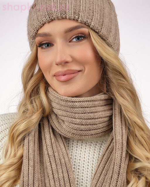 M 1158 S 1158 Комплект женский флис (колпак+шарф) (56-58)