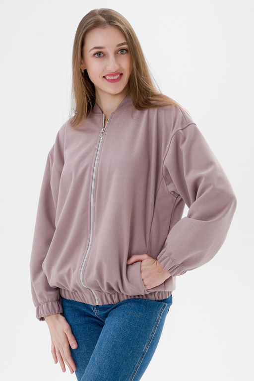 Бомбер из коттон фита кофе макси - Амадэль фото 7