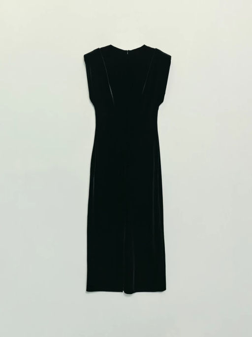 Бархатное платье с драпировкой и пуговицами / Zarina