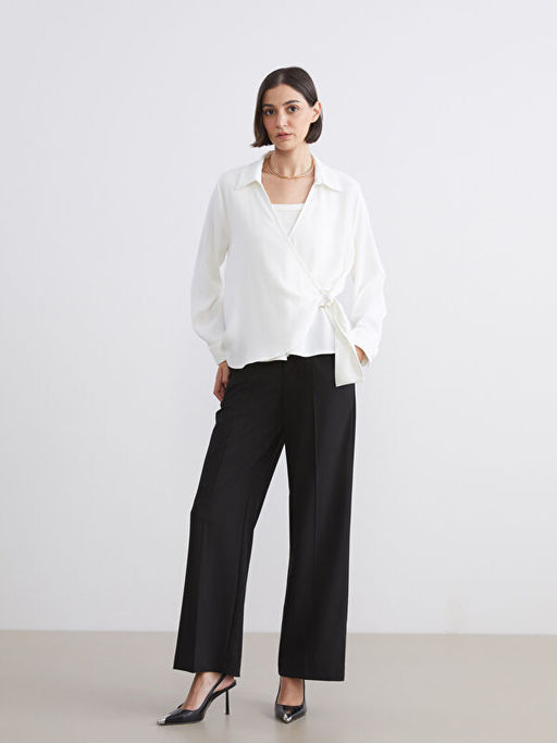 Kruvaze Ba?lama Detayl? Bluz