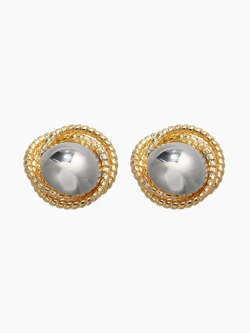 Серьги металл Тренд шар, цвет золото с серебром