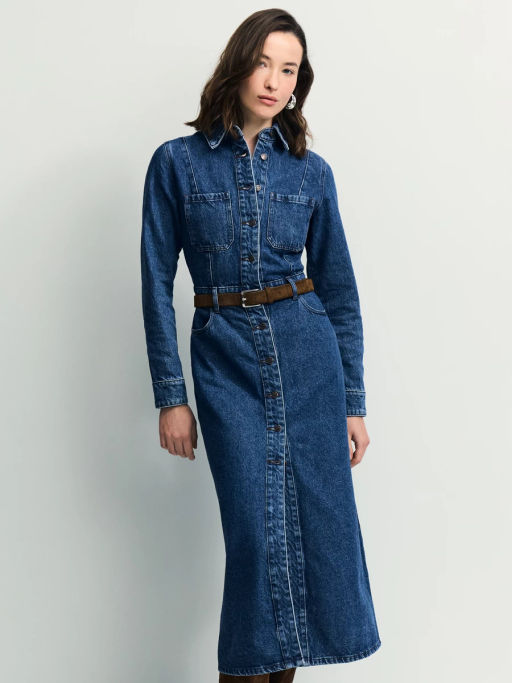 ДЖИНСОВОЕ ПЛАТЬЕ МИДИ НА ПУГОВИЦАХ / Zarina