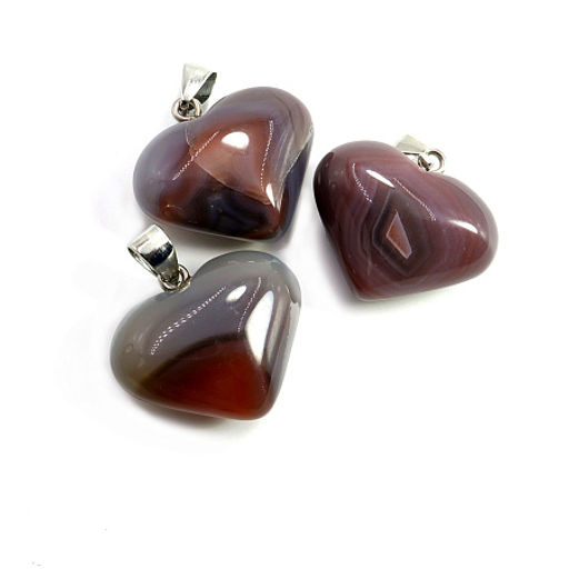 Подвеска Сердечко объемное из камня Басманный агат денежный магнит 2,5см