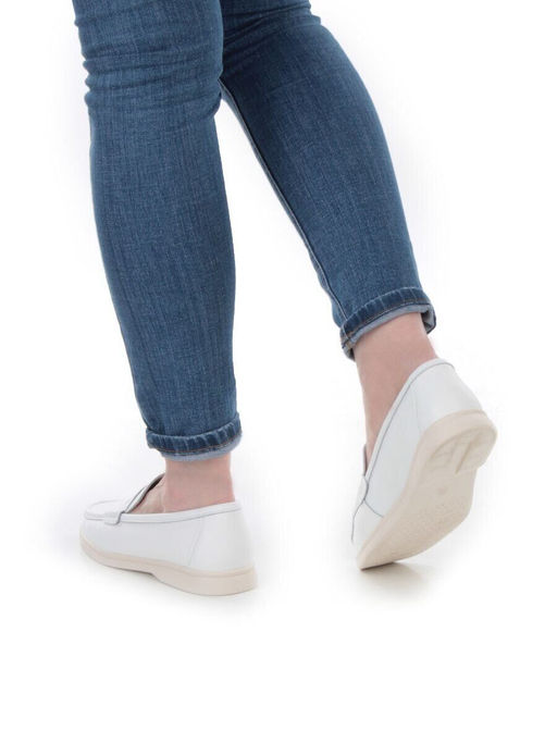 03-B417-1 WHITE Лоферы женские (натуральная кожа)