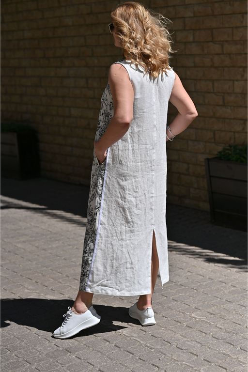 Длинное платье А-образного силуэта  100% лен - Новый лен фото 4