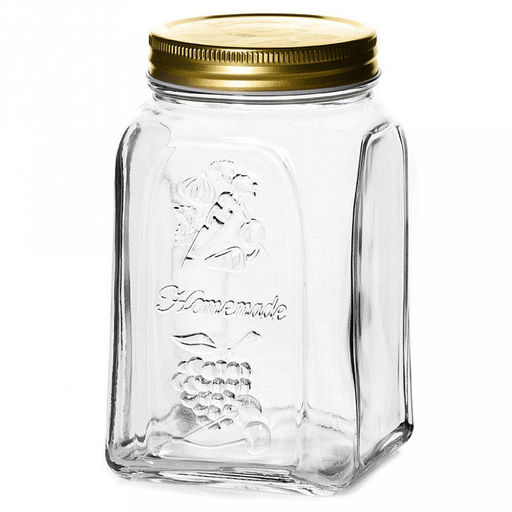 Банка стеклянная с винтовой крышкой Хоммейд (Home Made) 1л, 9,5х9,5х17см, металлическая крышка, Pasabahce (Россия)