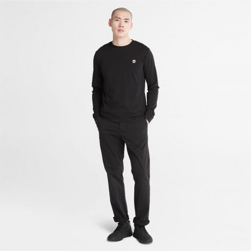 Мужская футболка с длинным рукавом Timberland Longsleeve Dun-River Crew Slim черная  фото 5