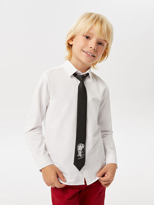 Uzun Kollu Poplin Erkek ?ocuk G?mlek ve Atat?rk Bask?l? Kravat - Waikiki фото 2