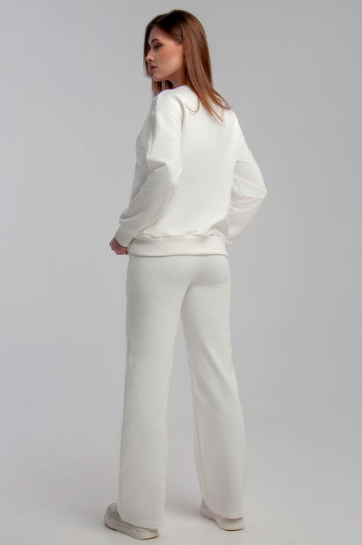 Арт. 2530  Костюм с брюками женский 44-50 (4 шт) Цвет:верх-молочный, низ-молочный