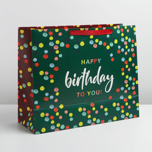 Пакет подарочный ламинированный, упаковка, «С днём рождения», XL 49 х 40 х 19 см