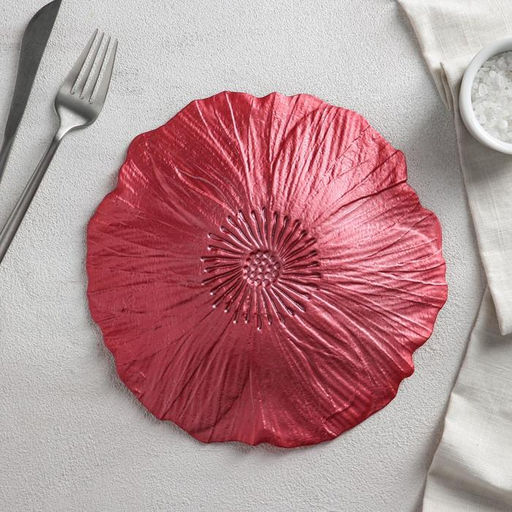 Тарелка «Маки», d=21 см, стекло, красное