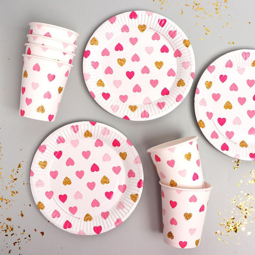 Набор бумажной посуды Сердца - Страна карнавалия фото 2