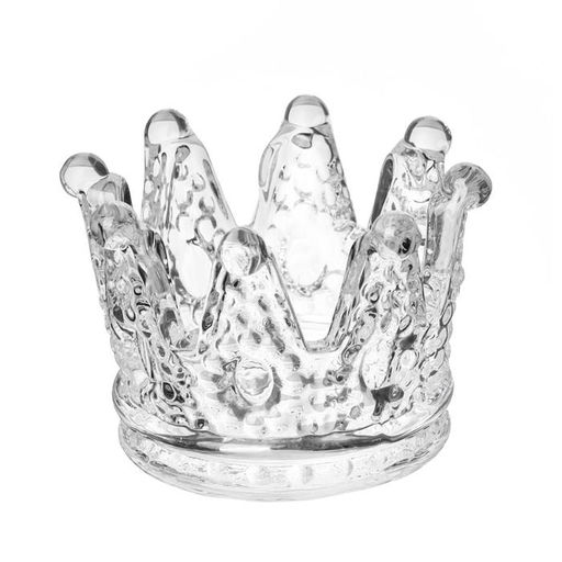 Цена за 2 шт. Стеклянный подсвечник на 1 свечу «Корона», прозрачный, 5×7×7 см