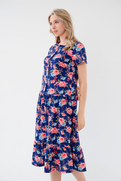 Платье женское из кулирки Кармелита красно-синий - Амадэль фото 3