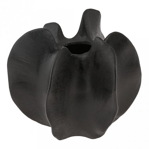 Ваза керамическая "Карамбола" 400мл, 14,2х14,2см h12,3см, д/горла - 3,3см, фактурный глянец, цвет - черный, в коробке (Китай)