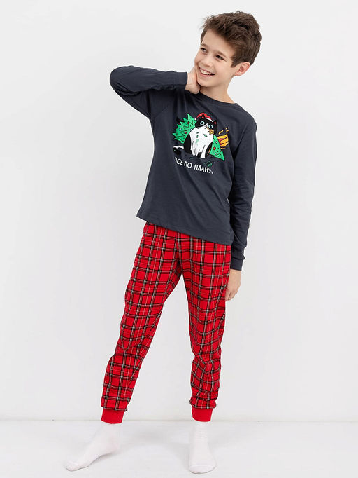 Комплект для мальчиков (джемпер, брюки) в серо-красных оттенках - Mark formelle фото 2