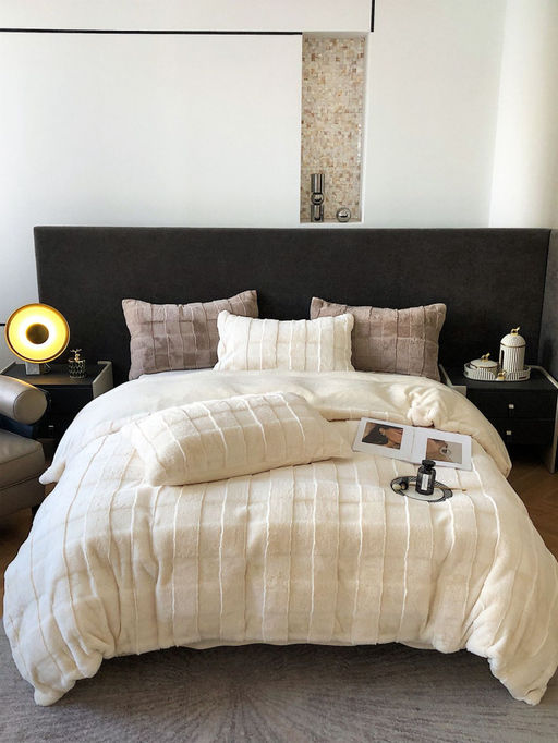 КПБ меховое MENCY с простыней и наволочками MENMEX ЧЕРНЫЙ