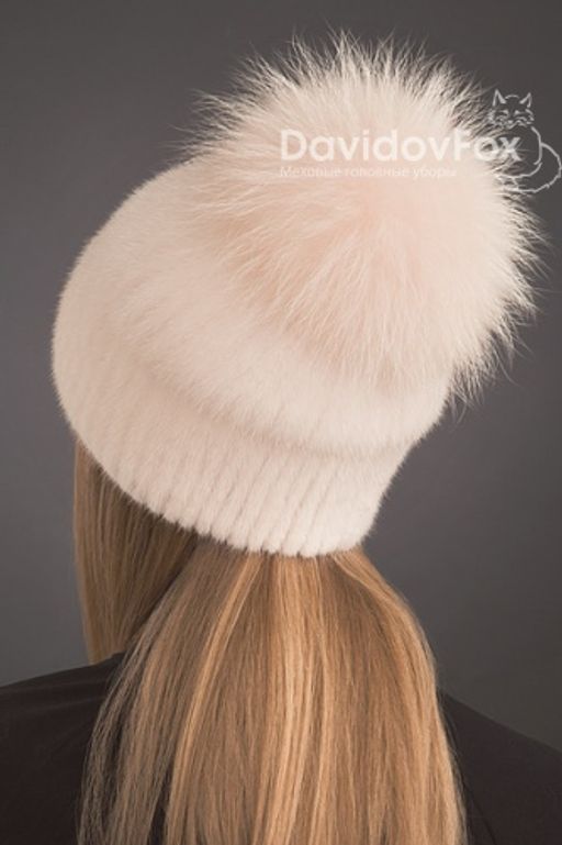 Шапка Буратино норка розовый жемчуг