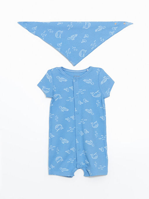 Erkek Bebek Tulum ve Mama ?nl??? 2li Tak?m