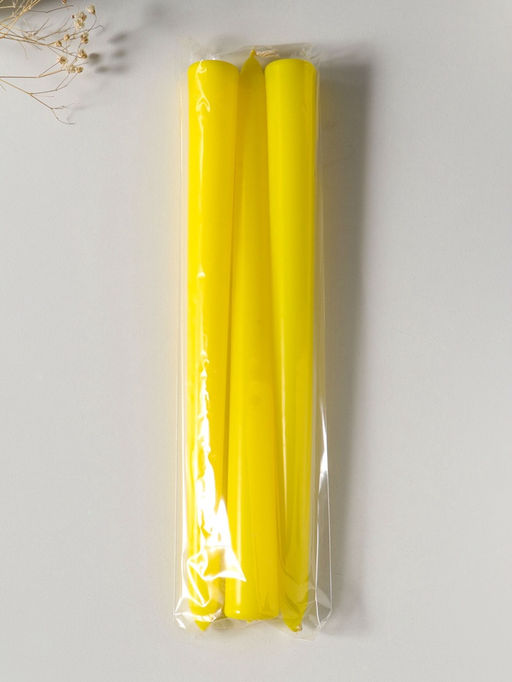 Свеча античная 25 см (набор 3 шт) 58 гр, 7 ч, цв. жёлтый