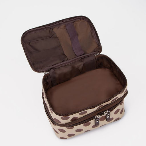 Косметичка, 2 отдела на молниях, цвет бежевый/коричневый - Simaland фото 5