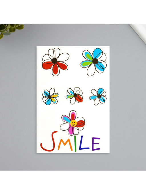 Цена за 2 шт. Переводные тату на тело цветные Улыбка, 10.5?15.2 см