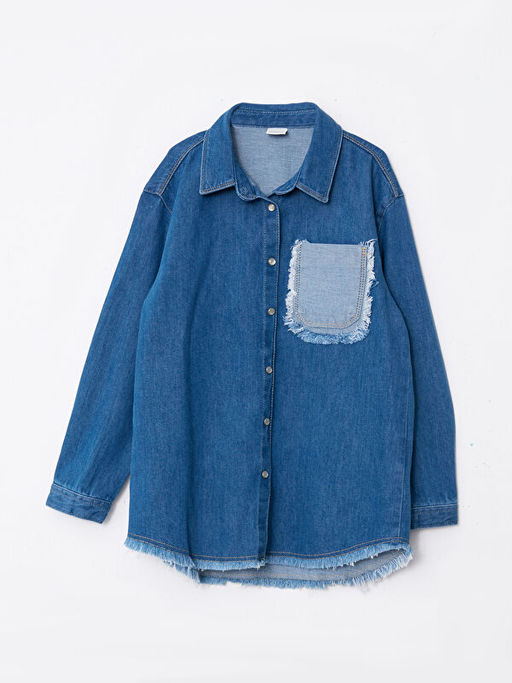 Basic Uzun Kollu K?z ?ocuk Jean Tunik - Waikiki фото 2