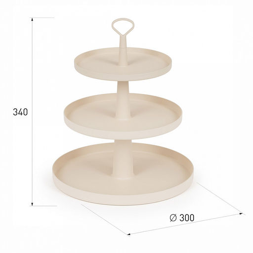 Блюдо-этажерка пластмассовое 3-х ярусное "Феерия" д29,5см, h34см, бежевый (Россия)