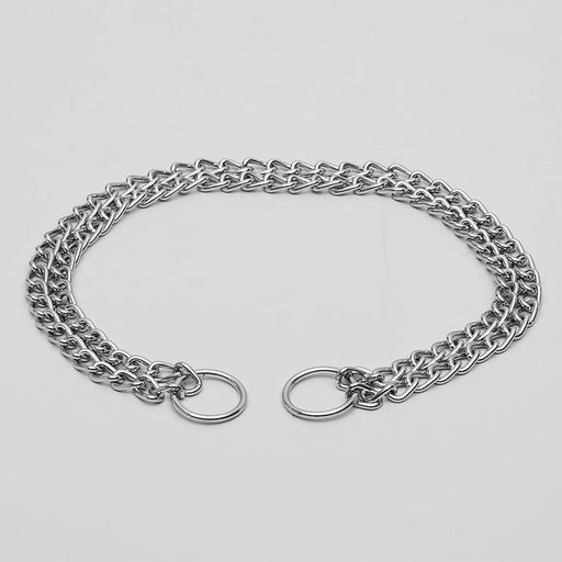 Ошейник - удавка металлический двухрядный, 55 см, толщина проволоки 2,5 мм - Пижон фото 2