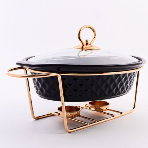 7453-1 Мармит 1 л с подставкой с крыш фарфор/стекло/металл MB (х4)