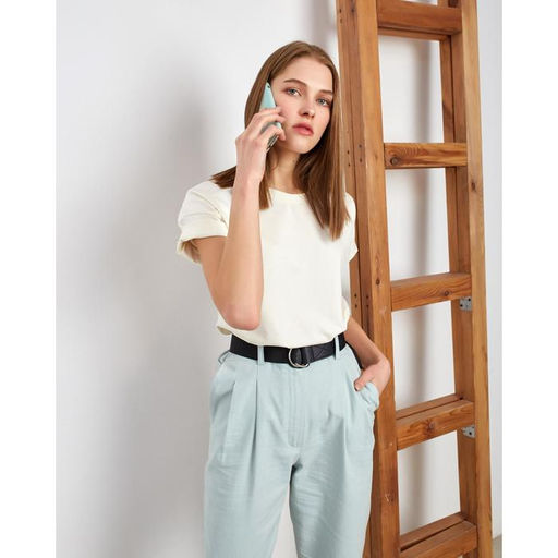 Футболка однотонная женская MINAKU: Basic line, экрю, размер 44