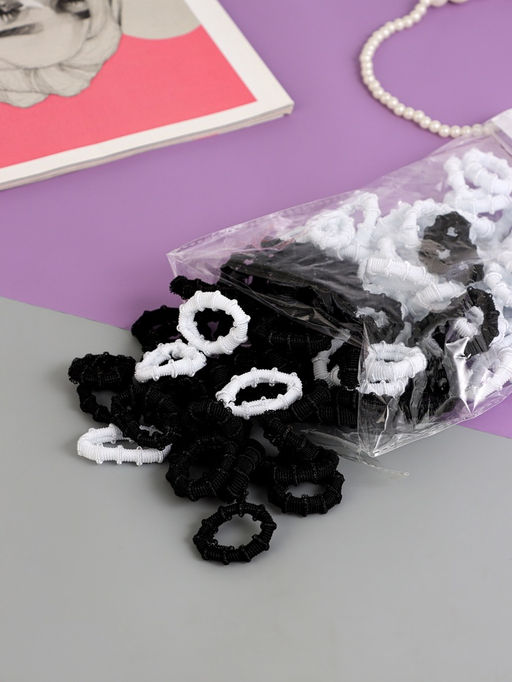 Цена за 2 шт. Резинки для волос «Махрушка», набор 100 шт., классика, 3 см, чёрно-белые