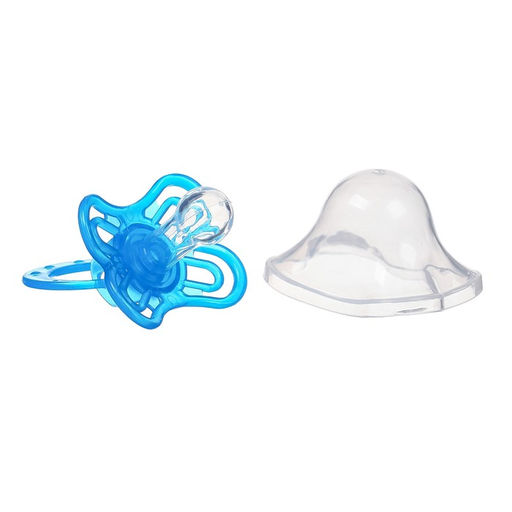 Набор Соска - пустышка с держателем, SL, КЛ +6 мес., с колпачком Бабочка, голубой - Крошка я фото 5