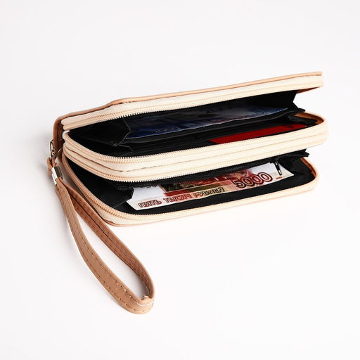 Кошелёк на молнии, цвет бежевый - Simaland фото 4