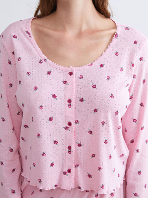 Petite U Yaka ?i?ekli Kad?n Pijama Tak?m?