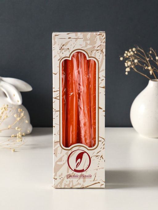 Набор свечей античных, 2.3×24.5 см, 5 ч, 55 г, 4 шт., оранжевый