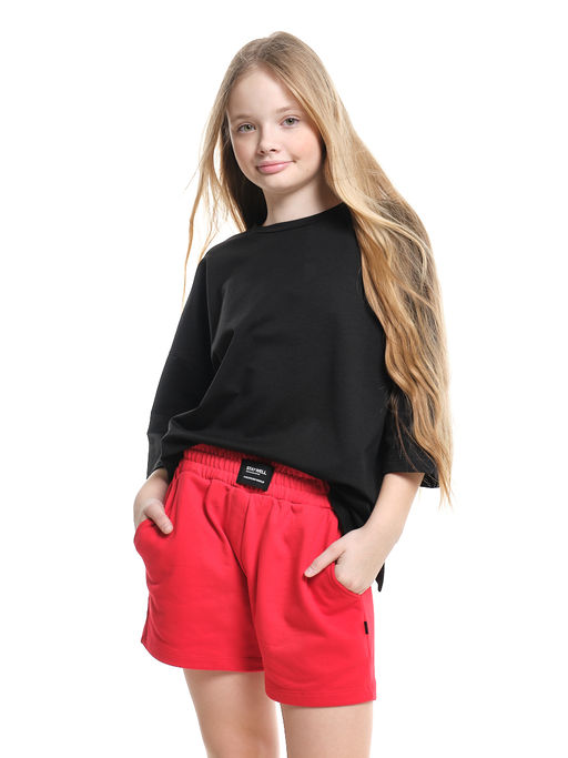 Шорты для девочки подростковые 22-7634 красный - Mini maxi фото 4