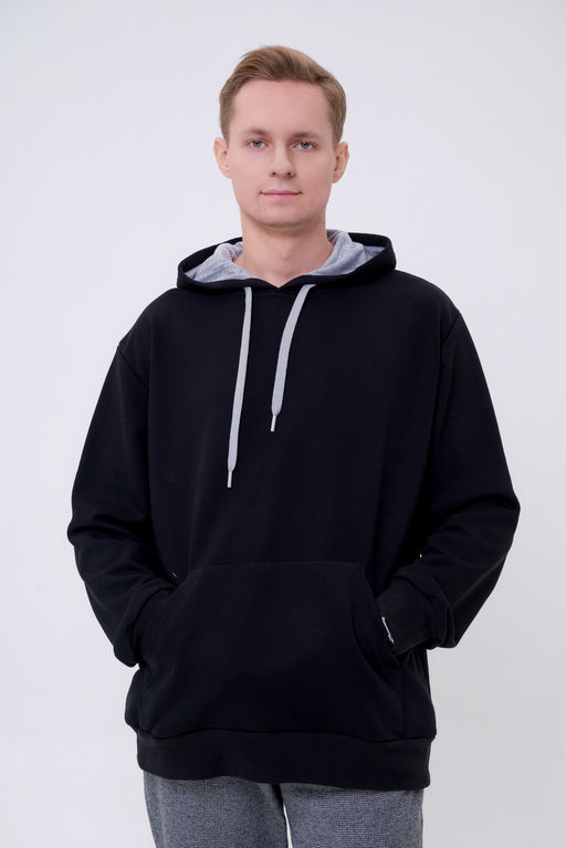 Худи мужское из футера 3-х нитки черный - Амадэль фото 2
