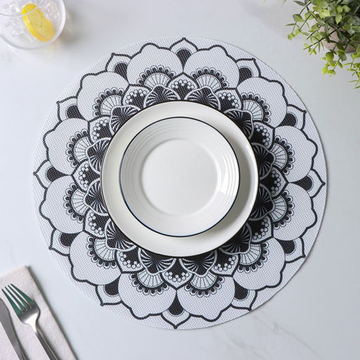 Набор салфеток сервировочных Доляна Мандалы, 4 шт, d=38 см, цвет белый  фото 5