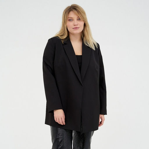 Пиджак женский с поясом MIST plus-size, размер 56, чёрный
