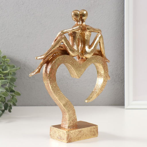 Фигурка полистоун Абстракция: Влюблённые на сердце, золото, 26?22?6 см