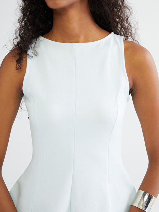 Bisiklet Yaka Peplum Bluz