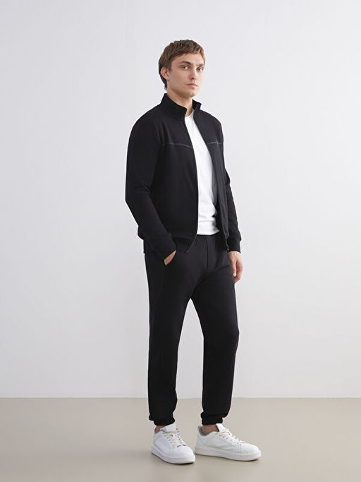 Dik Yaka Uzun Kollu Erkek Fermuarl? Sweatshirt