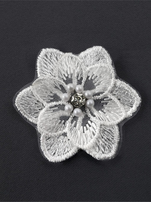 Аппликация для одежды «Цветок» текстильная, 5×5 см, 10 шт., белая