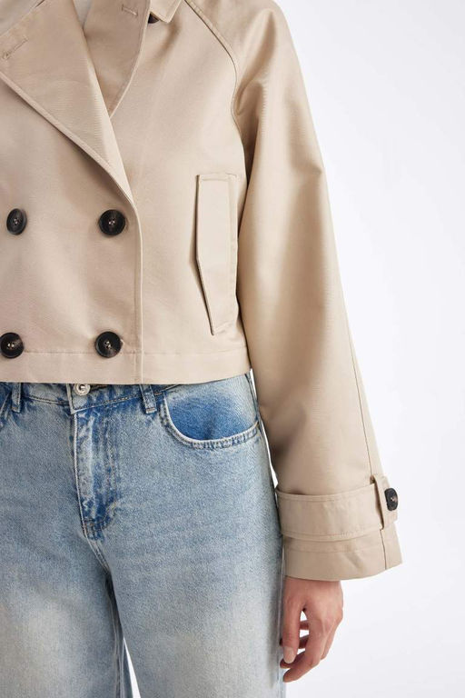 Тренч стандартного кроя с воротником-смокингом - Defacto фото 5