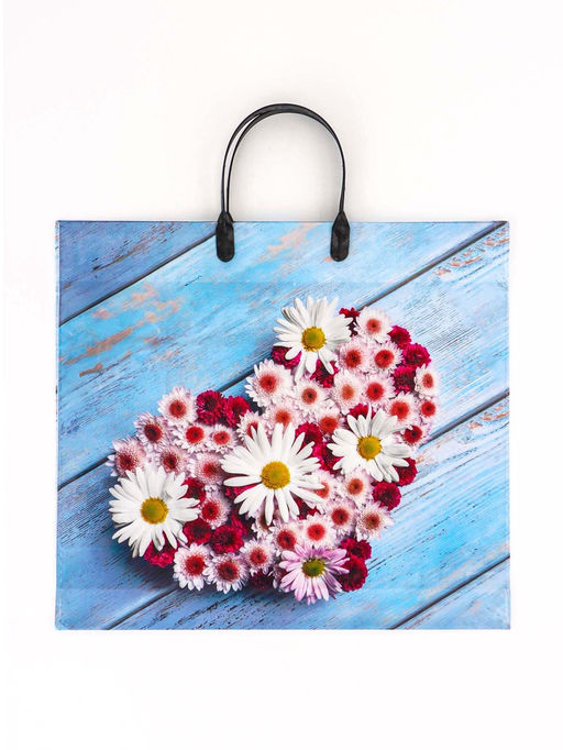 Цена за 10 шт. Пакет Ассорти цветы, полиэтиленовый с пластиковой ручкой, МИКС 100 мкм 38?35 см