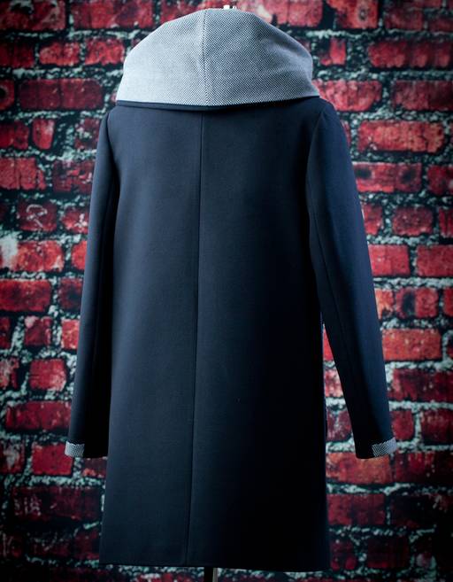 Сальма демисезонное пальто (синий + клетка)