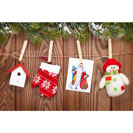 Цена за 6 шт. Набор для оформления "Натуральные прищепки" (10 прищепок 4,5 см, веревка 2м)