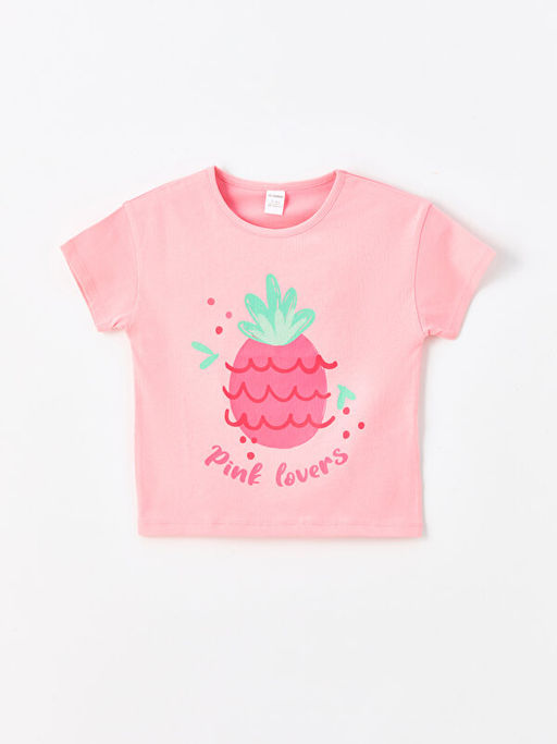 Bask?l? Bisiklet Yaka K?sa Kollu K?z Bebek Ti??rt 2li - Waikiki фото 2